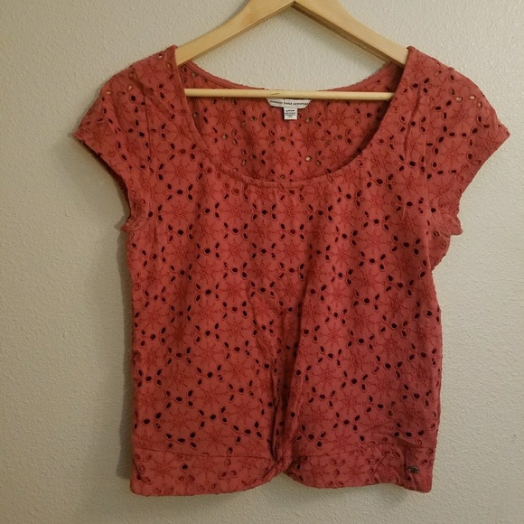 American Eagle Outfitters Tops - Rustic Orange Blouse with Decorative Design